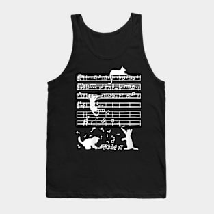 Cute Cat Kitty Playing Music Note Clef Musician Art Tank Top